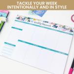 bloom daily planners Horizontal Weekly Tear-Off To Do List Planning P - Undated Notep Organizer & Healthy Habit Tracker - 8.5” x 11” - Floral