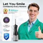 COSLUS Water Dental Flosser Pick for Teeth: 4 Modes Cordless Portable 300ML Larger Tank Water Teeth Cleaner IPX7 Waterproof Flossing Cleaning Picks for Home Travel Black C30(FC5360)