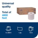 Tork Hand Towel Roll, Natural White, Universal, H71, Large, 100% Recycled, 1-Ply, White, 6 Rolls x 800 ft, 7171400
