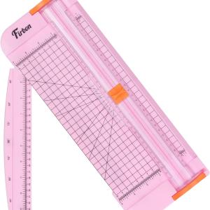 Firbon A4 Paper Cutter 12 Inch Titanium Straight Paper Trimmer with Side Ruler for Scrapbooking Craft, Paper, Coupon, Label, Cardstock(Pink)