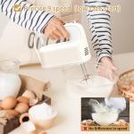 9-Speed Digital Hand Mixer Electric, 400W Powerful DC Motor, Baking Handheld with Snap-On Storage Case, 5 Stainless Steel Accessories, Flat Beaters, Dough Hooks, Whisk(Cream White)
