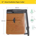 12'' Wood Guillotine Paper Cutter, Heavy Duty Wood Base Paper Trimmer with 32 Sheets Capacity Paper Cutting Board for Classroom, Crafting, Cardstock, Art Projects