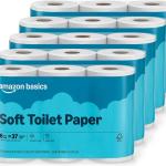 Basics 2-Ply Soft Toilet Paper, 30 Rolls (5 Packs of 6), Equivalent to 185 Regular Rolls, Packaging May Vary