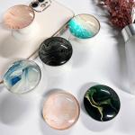 Clear Crystal Glitter Collapsible Expanding Moblile Cell Phone Grip Stand Holder for Smartphones and Tablets Phone Accessory (Blue Ocean Beach)