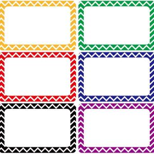 300 Cute Chevron Name Tag Stickers Colorful Border Name Labels for School, Office, Home Can Be Used on Clothes, Storage Boxes, Packages - Updated Stronger Stickiness