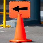 8 Pcs Traffic Cone Arrow Signs, 12.5" x 10.4" Reversible Directional Cone Top Signs for Yard Ro Barrice Construction Warning