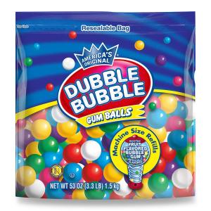 Dubble Bubble Gumball Machine Refill - More than 3 Pounds of Bulk Bubblegum Balls - .5 Inch Assorted Gumballs for Small Mini Candy Dispenser - 53 Ounce Bag (Pack of 1)