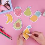 Cobee Cute Fruit Sticky Notes, 6 Pack Large Fruit Cartoon Sticky Notes Fruit Shape Markers Flags Cartoon Large Self-Stick Memo Ps Students Home Office Roommates Gifts Tab Supplies