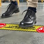 5 Pack Stop Look Out for Forklift Traffic Floor Sticker 24 × 6 Inches Caution Warning Safety Sign Self hesive Vinyl Waterproof Anti-Slip Signage for Construction Site Warehouse Workplace