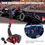 YESHMA 64 Bit USB Handbrake with Clamp PC Handbrake & Non-Contact Plus Hall Sensor Compatible With G25/27/29/920 T500 T300,Professional Gaming Peripherals using for Racing Games(Red With Clamp)