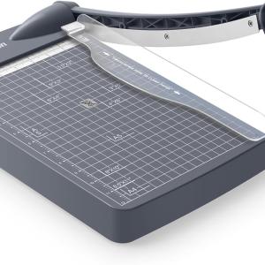 Firbon 12" Guillotine Paper Cutter, Heavy Duty 12-Sheet Capacity Trimmer for Cardstock, Photos, Scrapbooking, Office, Classroom, Studio (Gray)