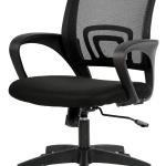 BestOffice | Ergonomic Office Chair | Mid-Back Swivel Desk Chair | Breathable Backrest & Lumbar Support | justable Height | Sponge Seat | Rolling Wheels | Dark Black | for ults & Women