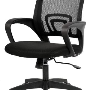 BestOffice | Ergonomic Office Chair | Mid-Back Swivel Desk Chair | Breathable Backrest & Lumbar Support | justable Height | Sponge Seat | Rolling Wheels | Dark Black | for ults & Women