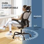 Office Chair Ergonomic Desk Chair, 330LBS Capacity, High Back Computer Chair for Long Hours Comfortable, Rolling Swivel Executive Task Chair for Home Office with Flip-up Armrests, Black Grey