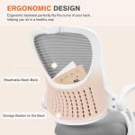 Sweetcrispy Home Office Desk Chair, Ergonomic High-Back Mesh Rolling Work Computer Chairs with Wheels and justable Herests, Comfortable Lumbar Support, Comfy Flip-up Arms for Bedroom, Study, Grey