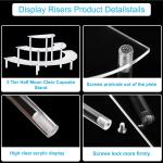 Acrylic Display Risers, 3 Tier Clear Cupcake Perfume Stand Organizer, Half Moon Dessert Stand for Display, Food, Amiibo Funko POP Figure (2half