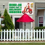 Vinyl Banner Multiple Sizes Dine-In Carry-Out & Delivery Orders Restaurant & Food Outdoor Weatherproof Industrial Yard Signs White 6 Grommets 36x72Inches