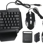 One - Handed RGB Gaming Keyboard and Mouse Combo, USB Wired LED Backlit Keyboard with Mouse and Converter, 35 Keys Mini Gaming Keyp Set for Android, for iOS 13.4 Or Less