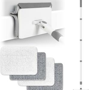 Baseboard Cleaner Tool with Handle, DELUX Baseboard Cleaner with Extendable Long Handle, 4 Reusable Cleaning Ps Wall Cleaner for Baseboards Cleaning, Ceiling, Wall, Floor, Shower Bathroom Kitchen