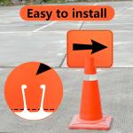 8 Pcs Traffic Cone Arrow Signs, 12.5" x 10.4" Reversible Directional Cone Top Signs for Yard Ro Barrice Construction Warning