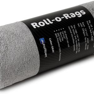 Autofiber [Roll-o-Rags] Microfiber Towels on a Roll | Tear Off Sheets | 12"x12" | 30/roll (Gray)