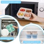 8 Pack Bento Snack Containers Set， 4 Compartment Food Storage Containers ，Wheat Straw Meal Prep Lunch Box ，Plastic Food Storage container, Microwave and Dishwasher Safe (8pack（4colour)