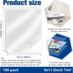 100 Pack 9x11.5inch 7mil Letter Size Laminating Sheets Thermal Laminating Pouches Paper Laminator Sheets File Card Laminator Pouches 8.5x11inch for Permits Cards File Photos (100, 9"x11.5"-7mil)