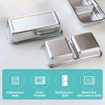 Stainless Steel Snack Containers, 6-Pack Reusable Grab and Go Containers with Leakproof Lids, Dual Compartment Bento Box for Travel, Camping & Lunch Prep