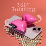 Pink 360-degree Rotating Mobile Phone Handle Stand, Retractable Folding, for Smartphone Tablet Accessories, Bow airbag Mobile Phone Handle Stand