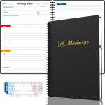 snootion Meeting Notebook for Work with Action Items, Project Planner Notebook for Note Taking, Office/Business Meeting Notes Agenda Organizer for Men & Women,140 Pages B5(7"x10") - Golden