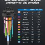 Torx Wrench Set 13pcs(T6-T50),Extra Long Arm Security Metirc Star Wrench Set, Crafted Torx Key Set with Color Coded Sleeves for Furniture Assembly, Bicycle Maintenance, Household DIY