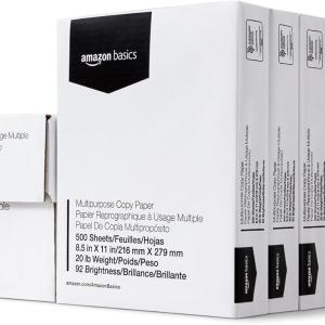 Basics Multipurpose Copy Printer Paper, 20 lb, 8.5 x 11 Inches, 8 Reams (4,000 Sheets), 92 Bright, White