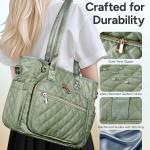 Large Bible Bag with Bible Cover Case for Women, Church Bag with Shoulder Strap, Quilted Bible Cover for Bible Study Supplies, a Christian Gift for Women, Green