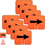 8 Pcs Traffic Cone Arrow Signs, 12.5" x 10.4" Reversible Directional Cone Top Signs for Yard Ro Barrice Construction Warning