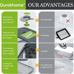 Ourokhome Mandolin Slicer with Handheld Spiralizer, Hand Safe Vegetable Shredder with 6 Mandoline Bles, Veggie Waffle Cutter for Potato, Carrot, Zucchini, Essential Kitchen Ggets (10 in 1, Gray)