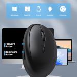 TECKNET Ergonomic Mouse, Bluetooth Wireless Vertical Mouse, Rechargeable Battery, Quiet Clicks, 4800 DPI justable, BT5.0/3.0 & 2.4G Connect, Easy to use, Wide Compatibility - Black