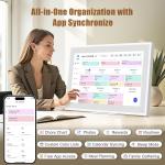 Smart Digital Calendar: 21.5-Inch Electronic Wall Calendars & Chore Chart, Full HD Interactive Touchscreen Display for Family Schedules Planner,Seamless Scheduling/Organizing-Wall/Desk Mountable