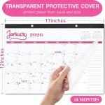 Desk Calendar 2026, Wall Calendar 2026-2027 Large Size 17" X 12" Covers January 2026 to June 2027, Pink Cute Desktop Monthly Calendar for Home Classroom School or Teacher Gifts & Office Supplies