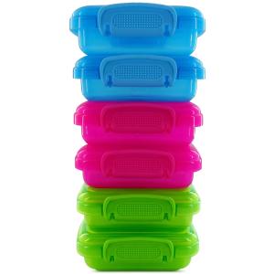 NADOBA 6 Pcs Lock Top Snack Containers with Lids – 4.6 Oz Stackable Mini Snack Box – Microwave and Dishwasher Safe, 2 Side Clips for Sauces, Pastes, Spres, Snacks | Kitchen, Travel, Office, Crafts