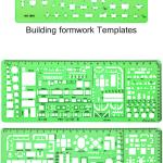 6 Pieces Plastic Measuring Templates Building Formwork Stencils Geometric Drawing Rulers for Office and School, Clear Green