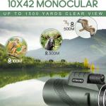 Birthday Gifts for Men D Him Husband Teen, 10x42 Compact Monocular Telescope, High Powered FMC & BAK4 Scope, Gifts for Christmas, Outdoors Survival Hiking Gear for venture