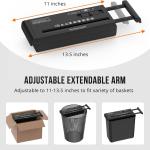 Small Paper Shredder for Home, 6 Sheet Strip Cut Paper Shredder Without Basket,Portable Shredder Extendable Arm Design with Overheat Protection for Home Office