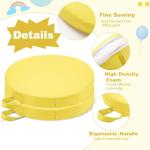 Sawysine 2 Pcs 14 Inch Floor Cushions with Handle, Flexible Round Floor Seating Pillows for Home School Classroom Kindergarten Daycare Nursery, 2 Inch Thick (Yellow)