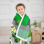 Green Garbage Truck Plush Blanket Powered Waste Management Recycling Trucks Fleece Throw Blanket Cartoon Garbage Truck Sherpa Blanket for Kids Boys Girls Car Fuzzy Blanket Twin 60"x80"