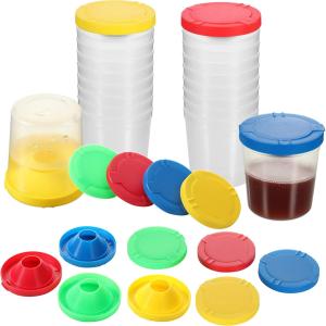 Zonon 24 Pcs 6 oz Paint Cups Non-spill Paint Cups with Flip Open Lids Set Art Supply for School, Classroom, Artist Studio, Assorted Colors(Red, Yellow, Blue, Green)