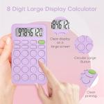 Cute Calculator, Basic Four Function for Teachers Students Basics Office, Small Handheld Calculators, 8 Digit with LCD Display, Sensitive Button, 5.5×3.2 inches Purple