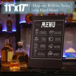 Fainne Magnetic Bulletin Board with Easel Stand Mini Black Magnet Metal Tabletop Memo Display Board for Back to School Menu Table Home Kitchen Office Supplies(11 x 17 Inches,2 Pcs)