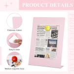Shimeyao 2 Pcs Pink Magnetic Bulletin Board for Tabletops with 8 Magnets 12 x 8.5 Inch Memo Display Easel Stand for Home Office School Kitchen Table Supplies (Square)