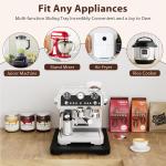 GuanQiao 360° Rotation Appliance Slider for Coffee Maker & Heavy Kitchen Appliance, Bamboo Rolling Tray for Kitchen Counter, Sliding Tray with Premium Wheels (Black, 15.7"×13")