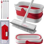 Collapsible Mop and Bucket Set with Wringer, Heavy Duty Scrub Brush, Foldable Mop and Broom for Home, Indoor or Outdoor Cleaning, Patio, Deck, RV, Concrete, and Floor Care by Bettaclean